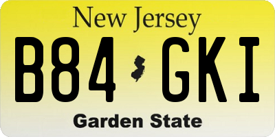 NJ license plate B84GKI