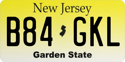 NJ license plate B84GKL