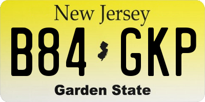NJ license plate B84GKP