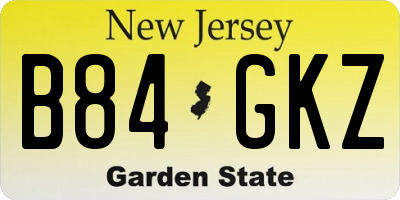 NJ license plate B84GKZ