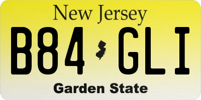 NJ license plate B84GLI