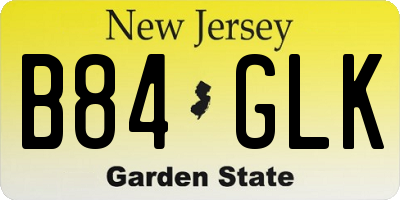 NJ license plate B84GLK