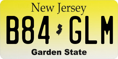 NJ license plate B84GLM