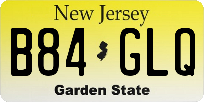 NJ license plate B84GLQ