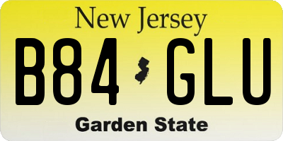 NJ license plate B84GLU