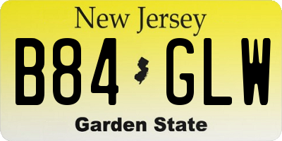 NJ license plate B84GLW