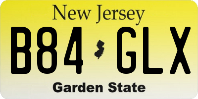 NJ license plate B84GLX