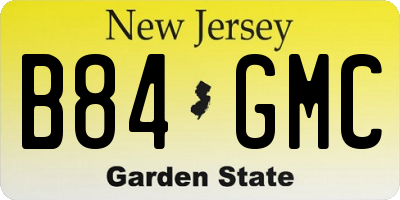NJ license plate B84GMC