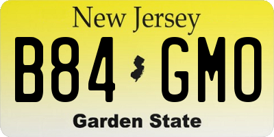 NJ license plate B84GMO