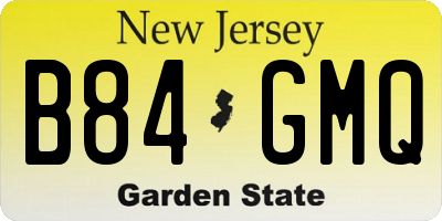NJ license plate B84GMQ