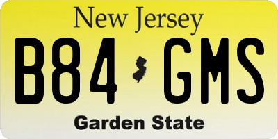 NJ license plate B84GMS