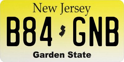 NJ license plate B84GNB