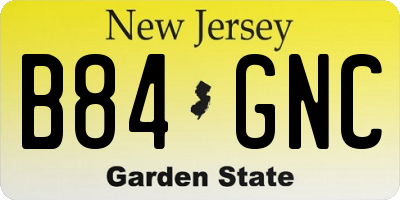 NJ license plate B84GNC