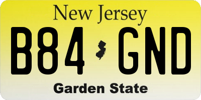 NJ license plate B84GND