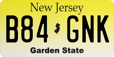 NJ license plate B84GNK