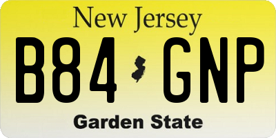 NJ license plate B84GNP