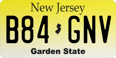 NJ license plate B84GNV