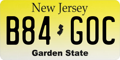 NJ license plate B84GOC