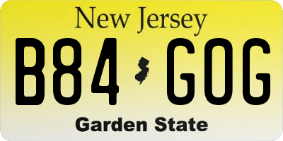 NJ license plate B84GOG