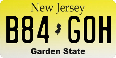 NJ license plate B84GOH