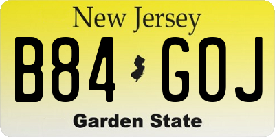 NJ license plate B84GOJ