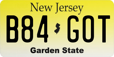 NJ license plate B84GOT