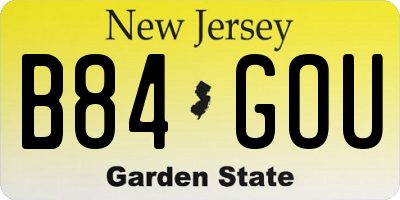 NJ license plate B84GOU