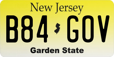 NJ license plate B84GOV