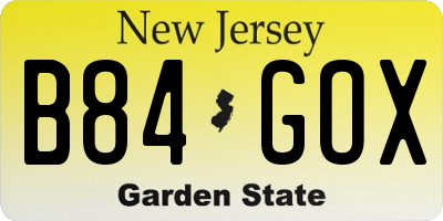 NJ license plate B84GOX