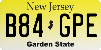 NJ license plate B84GPE