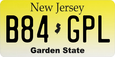 NJ license plate B84GPL