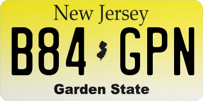 NJ license plate B84GPN