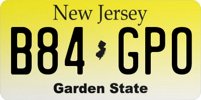 NJ license plate B84GPO