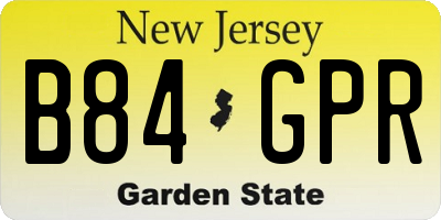 NJ license plate B84GPR