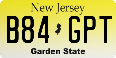 NJ license plate B84GPT