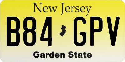 NJ license plate B84GPV
