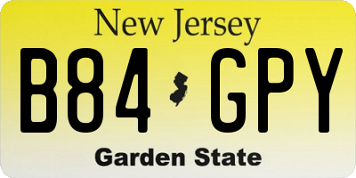 NJ license plate B84GPY