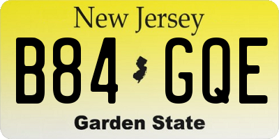NJ license plate B84GQE