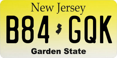 NJ license plate B84GQK