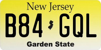 NJ license plate B84GQL