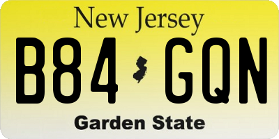 NJ license plate B84GQN