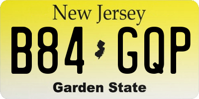 NJ license plate B84GQP