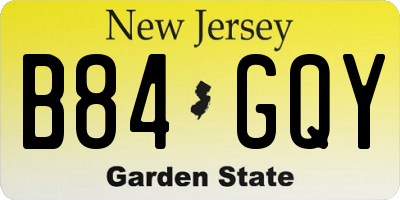 NJ license plate B84GQY