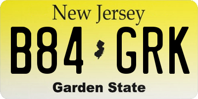 NJ license plate B84GRK