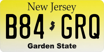 NJ license plate B84GRQ