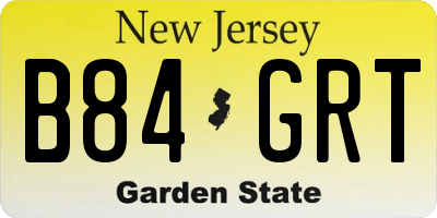 NJ license plate B84GRT