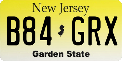 NJ license plate B84GRX