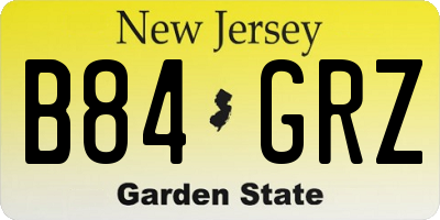 NJ license plate B84GRZ