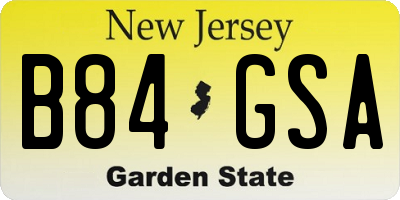 NJ license plate B84GSA