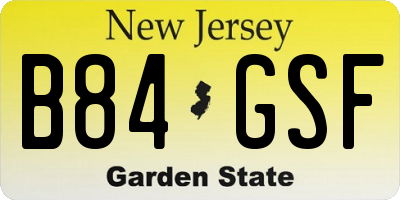 NJ license plate B84GSF
